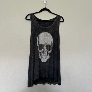 Y2K Sparkly Skull Grey Tank Dress